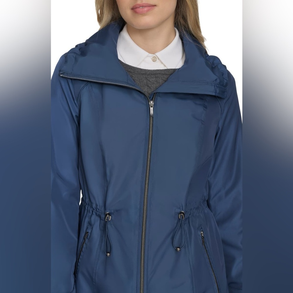 COLE HAAN 'Travel Package' Hooded Rain Jacket in Indigo - Picture 6 of 16